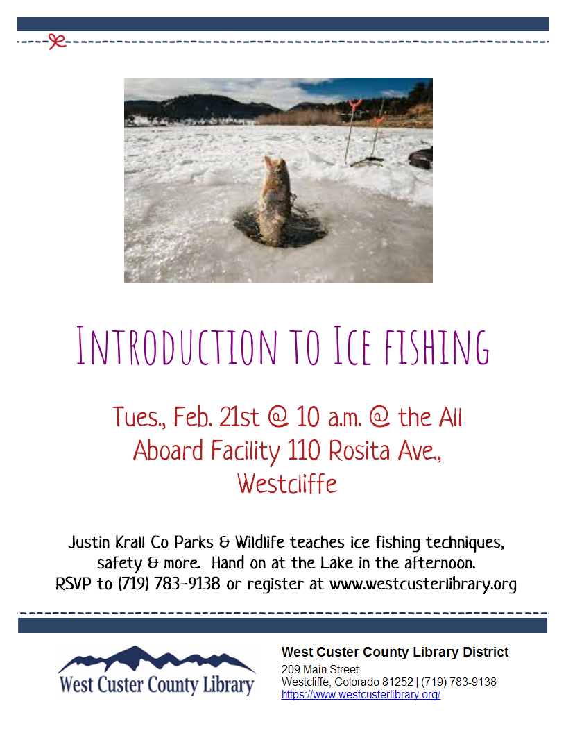 Library Sponsors Introduction to Ice Fishing Led by Justin Krall