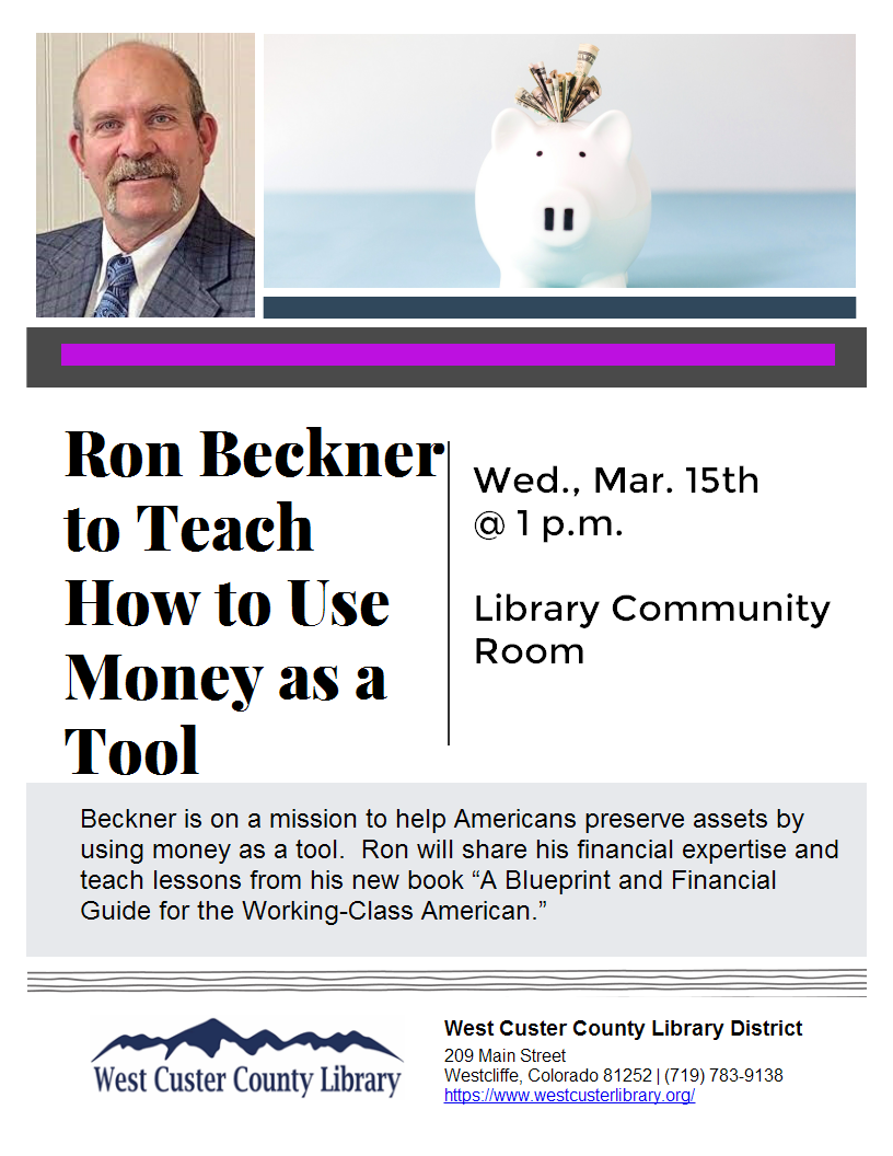 Ron Beckner to Teach How to Use Money as a Tool