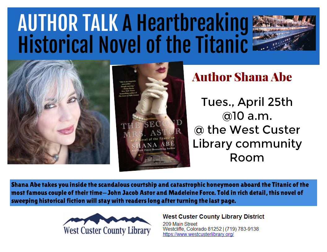 Shana Abe to Talk About “The Second Mrs. Astor” and the Titanic