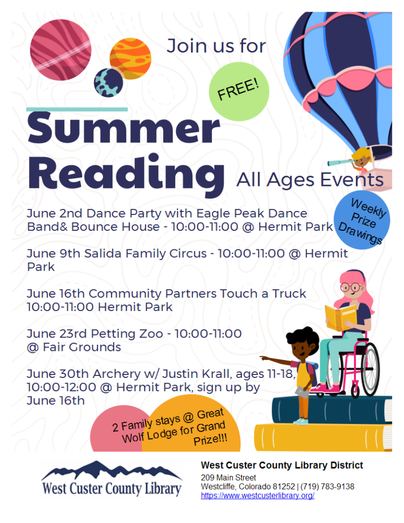 Summer Reading Program flyer with link to sign up forms