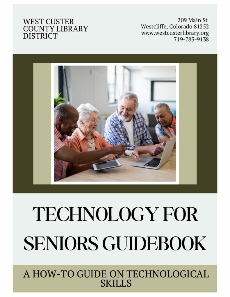 Cover of Technology for Seniors Guidebook. Full copy available at library front desk