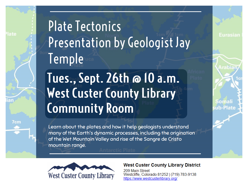Flyer and link to lecture event on Plate Tectonics Sept 26 10AM