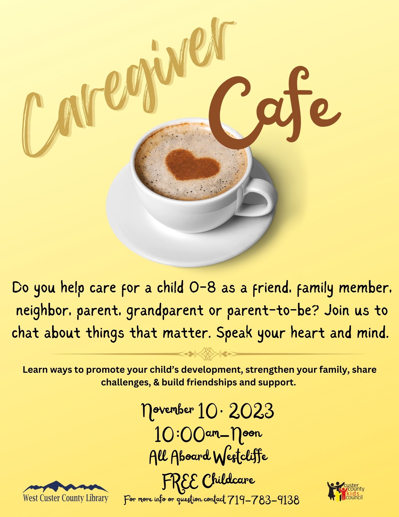 Flyer announcing event for caregivers November 10