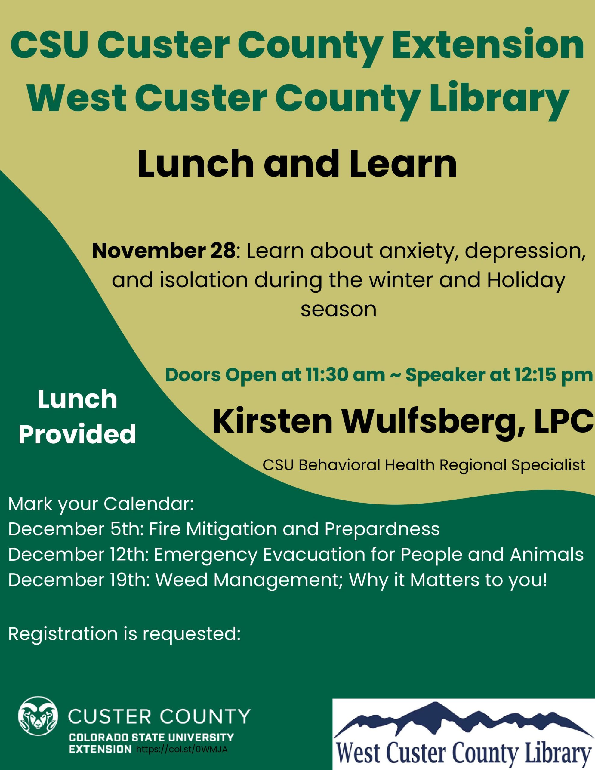 CSU Custer County Extension Lunch & Learn Series