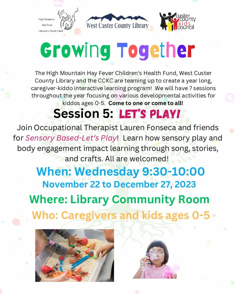 Flyer and link for Growing Together - Let's Play Wednesdays 11/22-December 27