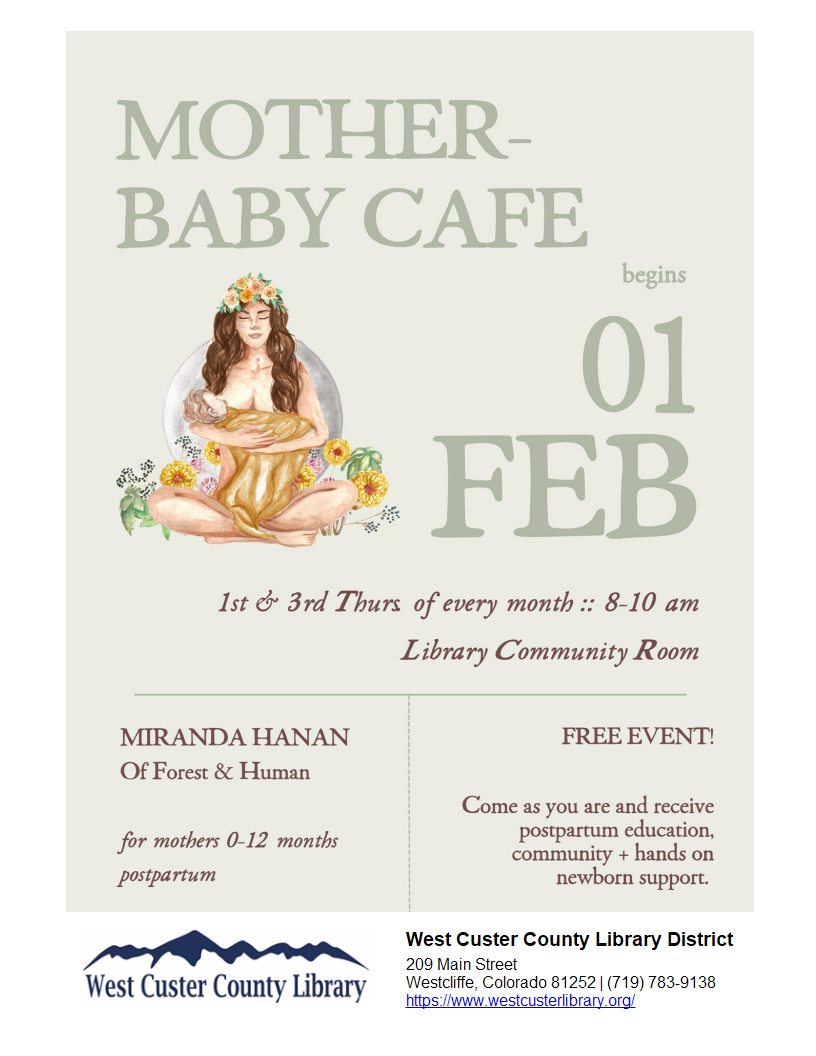 flyer plus link for mother baby cafe semi-monthly event