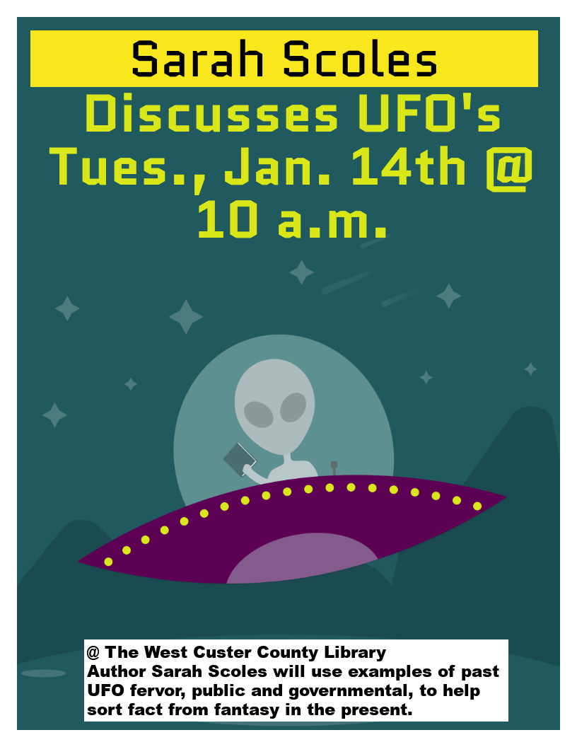 Flyer and link to more info for UFO event January 14