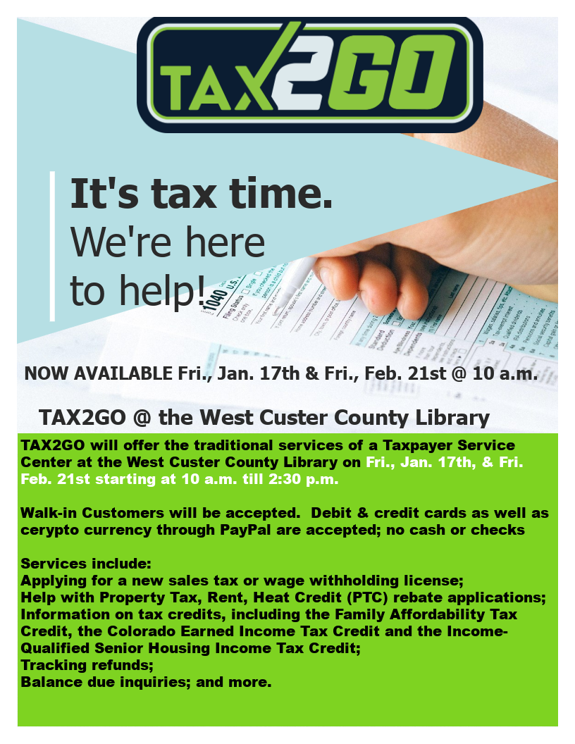 TAX2GO at the West Custer County Library