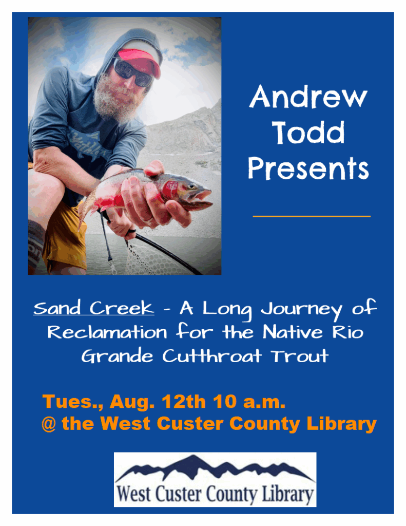 flyer and link to event info for Native cutthroat trout restoration 8/12/25