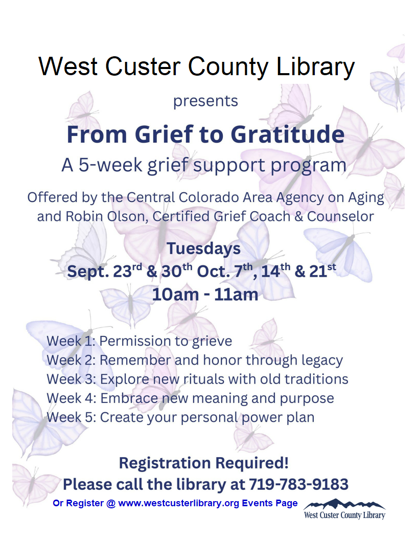 Library to Host “From Grief to Gratitude” Support Group 1st Session "Giving Yourself Permission to Grieve"