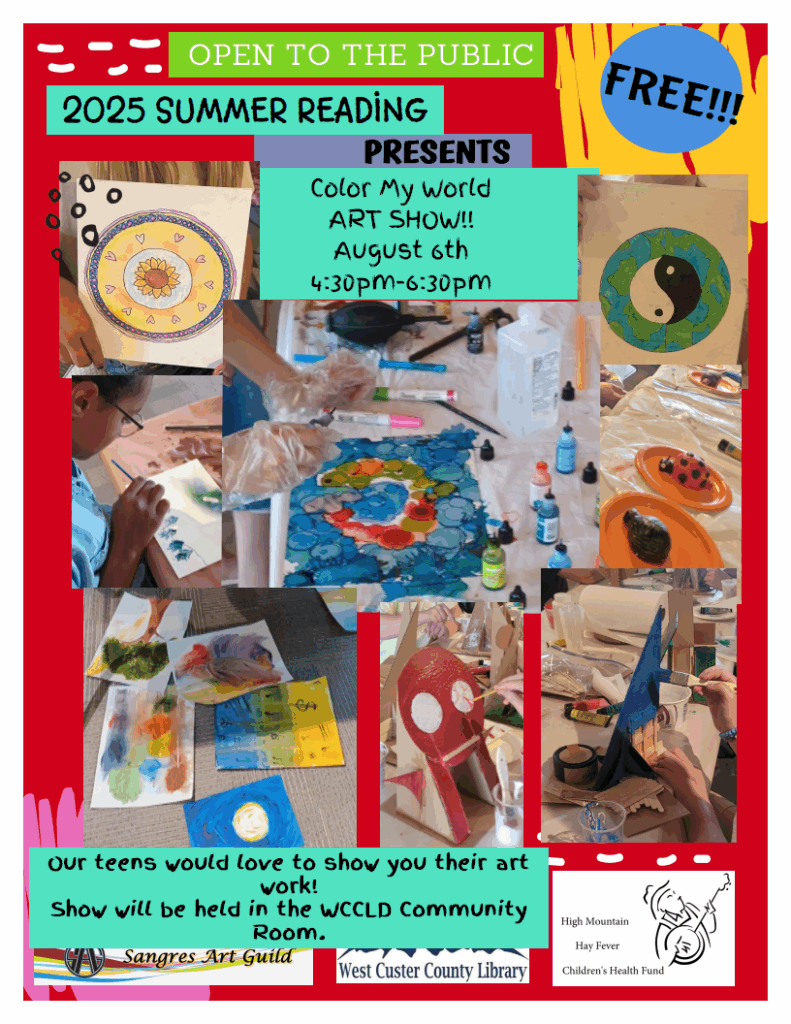 flyer and link to info for teen art program art show 8/6