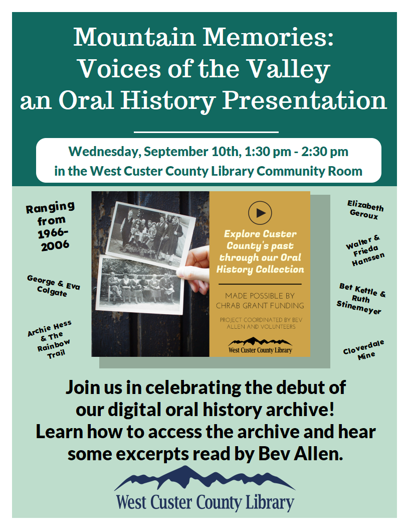 Mountain Memories: Voices of the Valley Oral History Presentation