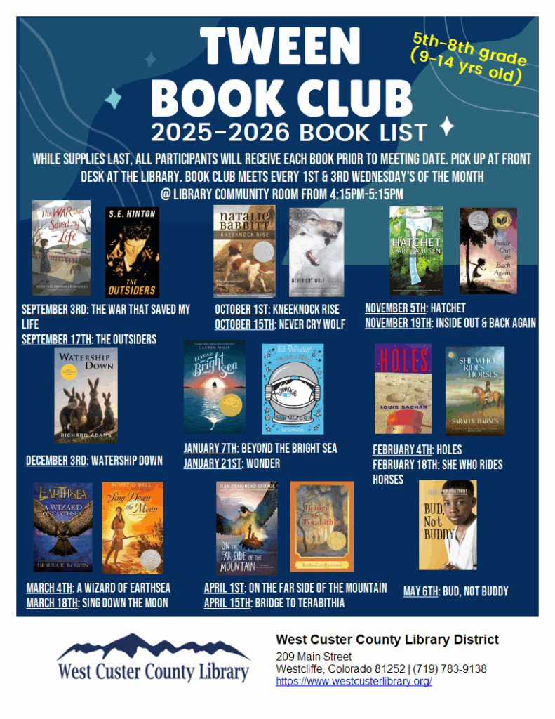 Flyer for tween book club