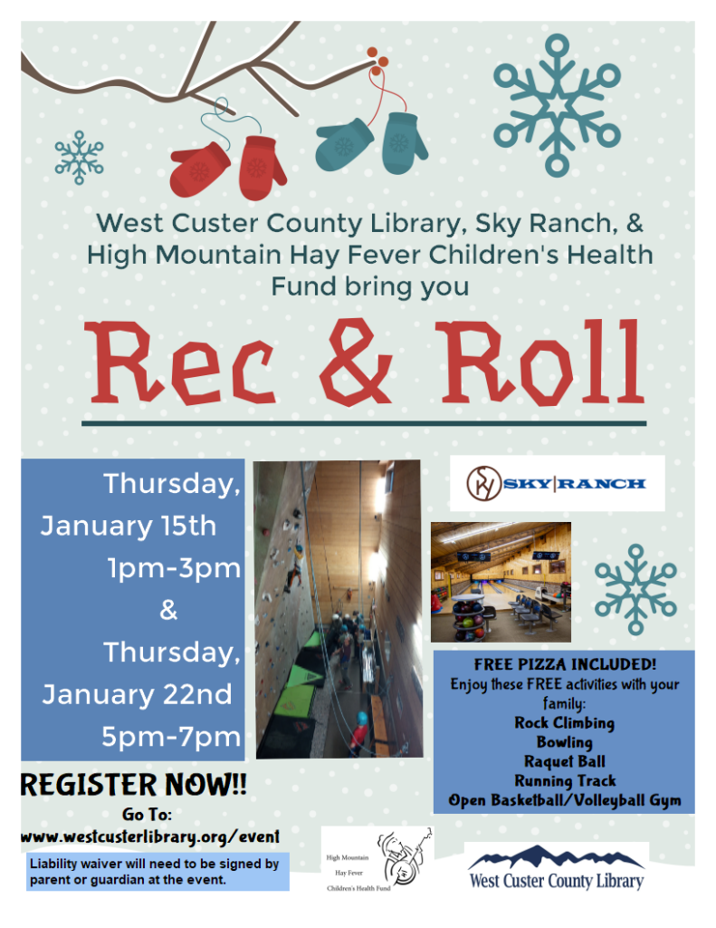 Winter activities at Sky Ranch 1/22 flyer and link to more info