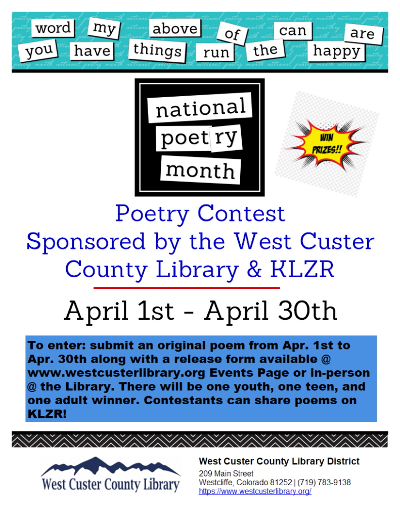 Flyer describing April poetry contest and link to more information